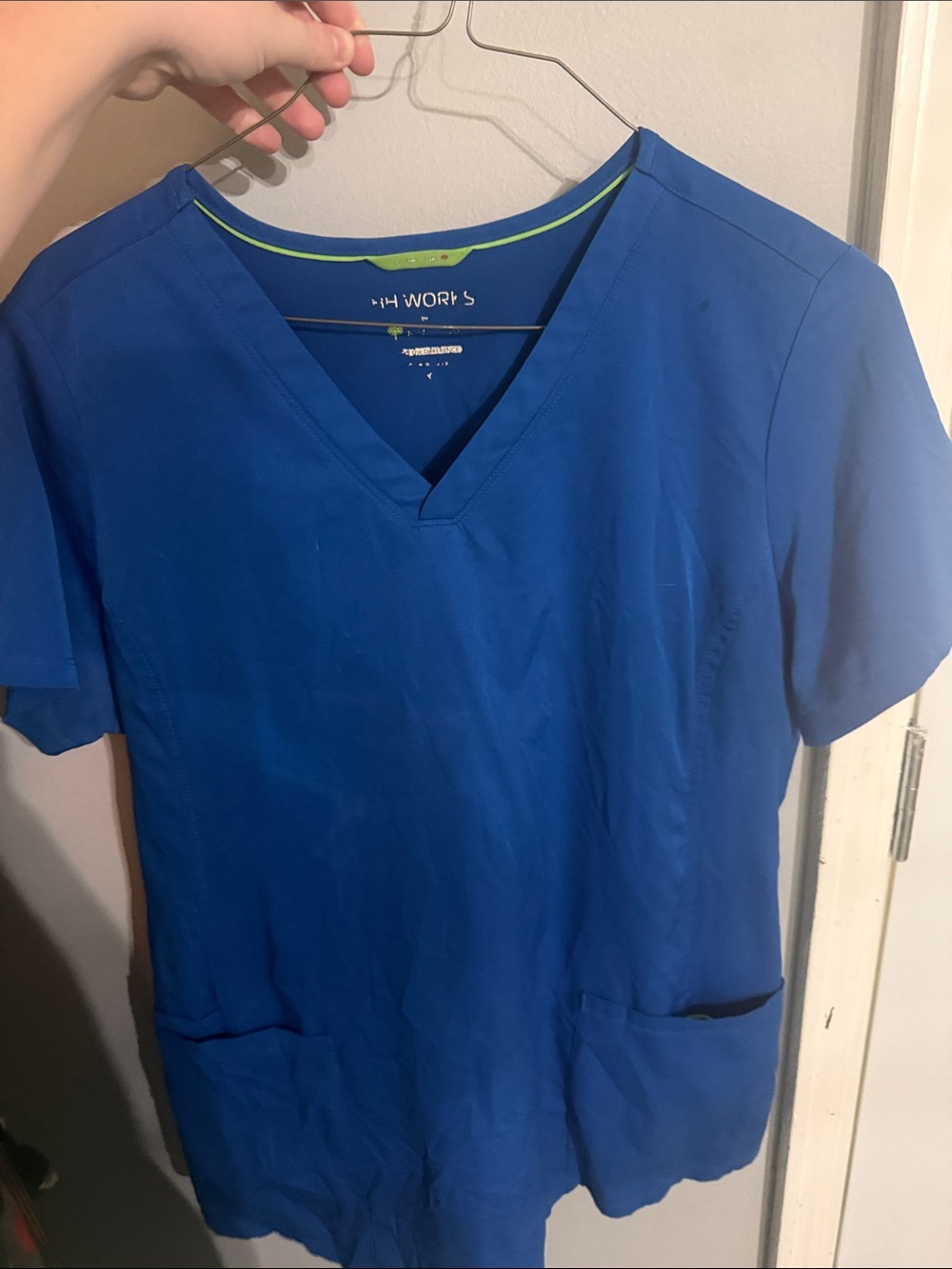 Helping hands Royal Blue V-Neck Short Sleeve Scrub Top
